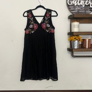 XHILARATION Black Lace Embroidered tank Dress size Xl